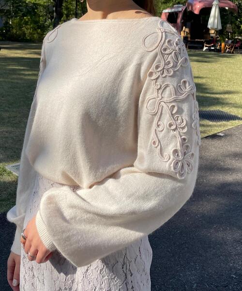 セール アンゴラ混 ふわっと華やぐ 主役級フラワー刺繍ニット Web 一部店舗限定 ニット セーター Couture Brooch クチュールブローチ のファッション通販 Zozotown