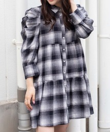 WEGO/ティアードチェックシャツワンピ