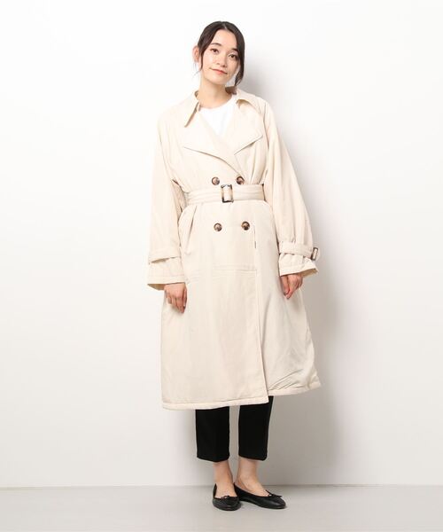 Monocoro toppi（モノコロトッピ）の「中綿入り キャンディースリーブ ロング トレンチコート（トレンチコート・レディース・ブラック/ベージュ/アイボリー・M/L）」の9枚目の写真