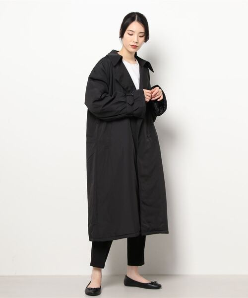 Monocoro toppi（モノコロトッピ）の「中綿入り キャンディースリーブ ロング トレンチコート（トレンチコート・レディース・ブラック/ベージュ/アイボリー・M/L）」の8枚目の写真