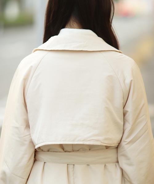 Monocoro toppi（モノコロトッピ）の「中綿入り キャンディースリーブ ロング トレンチコート（トレンチコート・レディース・ブラック/ベージュ/アイボリー・M/L）」の20枚目の写真