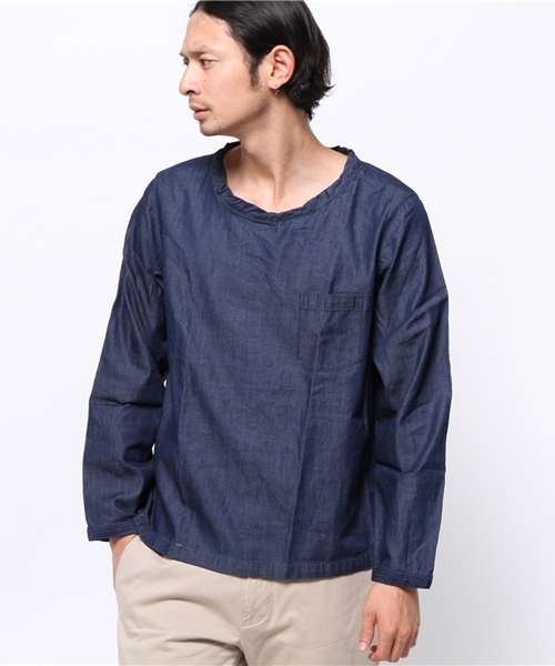 OUTLET（アウトレット）の「【Ciaopanic】インディゴプルオーバーシャツ（シャツ/ブラウス・メンズ・ブルー/インディゴブルー/オフホワイト・MEDIUM）」の3枚目の写真