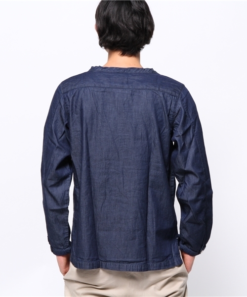 OUTLET（アウトレット）の「【Ciaopanic】インディゴプルオーバーシャツ（シャツ/ブラウス・メンズ・ブルー/インディゴブルー/オフホワイト・MEDIUM）」の4枚目の写真