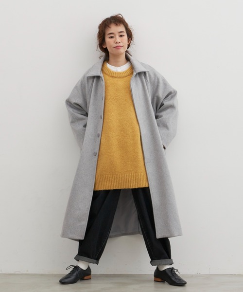 Libra Cue（リブラ キュー）の「ウールブレンドステンカラーコート（ステンカラーコート・レディース・ブラック/グレー/ブルー・1/2/3）」の10枚目の写真