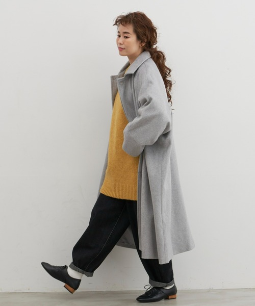 Libra Cue（リブラ キュー）の「ウールブレンドステンカラーコート（ステンカラーコート・レディース・ブラック/グレー/ブルー・1/2/3）」の7枚目の写真