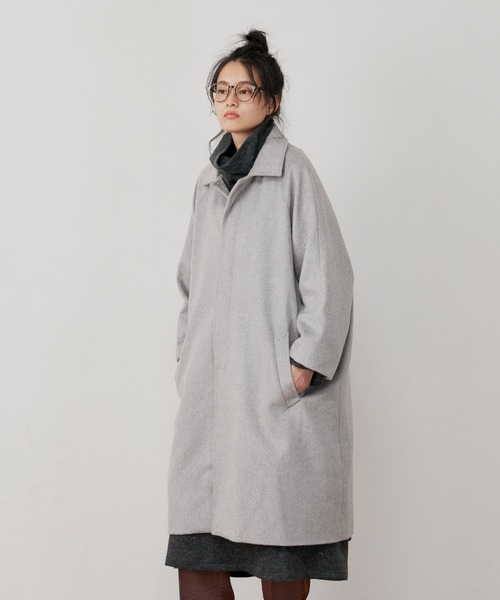 Libra Cue（リブラ キュー）の「ウールブレンドステンカラーコート（ステンカラーコート・レディース・ブラック/グレー/ブルー・1/2/3）」の4枚目の写真