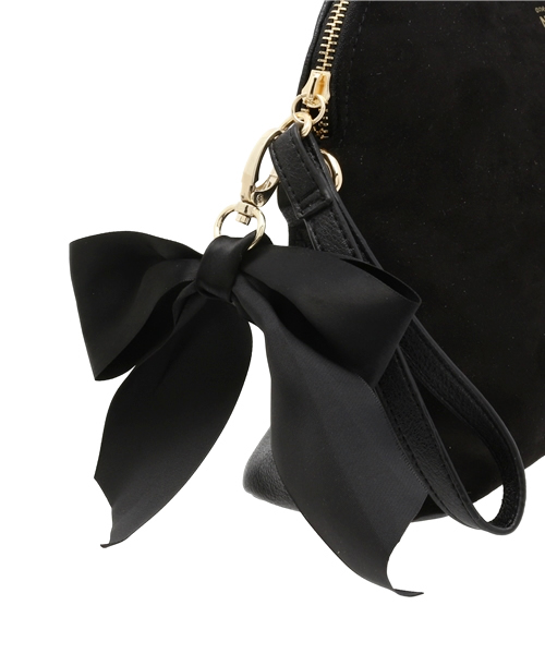 one after another NICE CLAUP（ワンアフターアナザーナイスクラップ）の「【ナイスクラップ】台形クラッチリボン付（クラッチバッグ・レディース・サックスブルー/ピンク系その他/ブラック・FREE）」の7枚目の写真