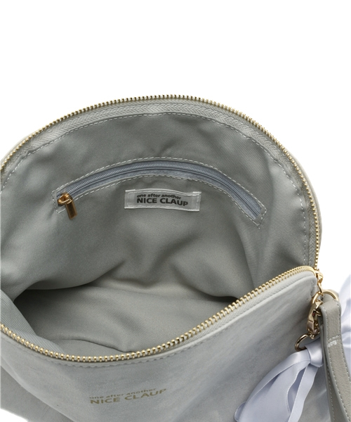 one after another NICE CLAUP（ワンアフターアナザーナイスクラップ）の「【ナイスクラップ】台形クラッチリボン付（クラッチバッグ・レディース・サックスブルー/ピンク系その他/ブラック・FREE）」の13枚目の写真