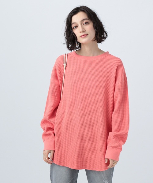 BAYFLOW(ベイフロー)の「ワッフルプルオーバー(Tシャツ/カットソー・レディース・チャコール/ピンク/オフホワイト/グリーン・FREE)」の4枚目の写真