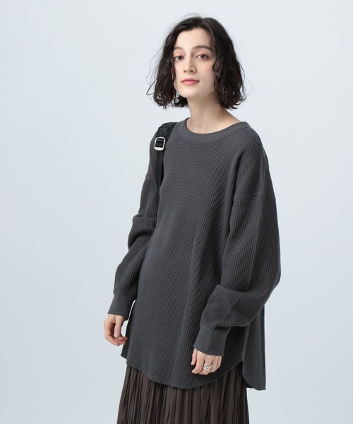 BAYFLOW(ベイフロー)の「ワッフルプルオーバー(Tシャツ/カットソー・レディース・チャコール/ピンク/オフホワイト/グリーン・FREE)」の1枚目の写真