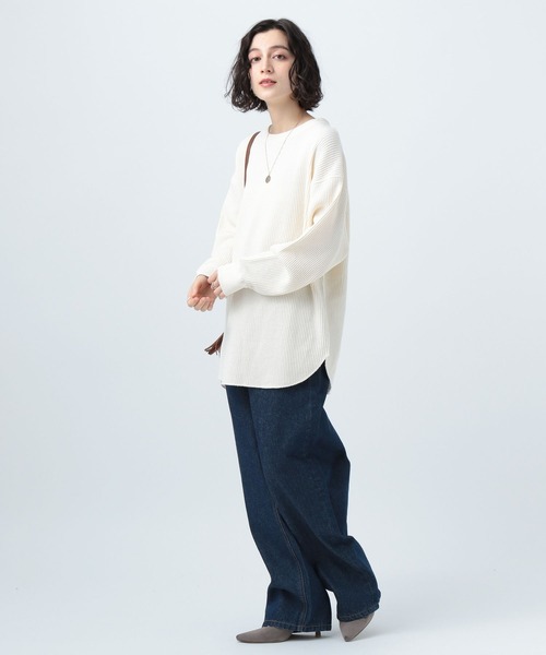 BAYFLOW(ベイフロー)の「ワッフルプルオーバー(Tシャツ/カットソー・レディース・チャコール/ピンク/オフホワイト/グリーン・FREE)」の5枚目の写真
