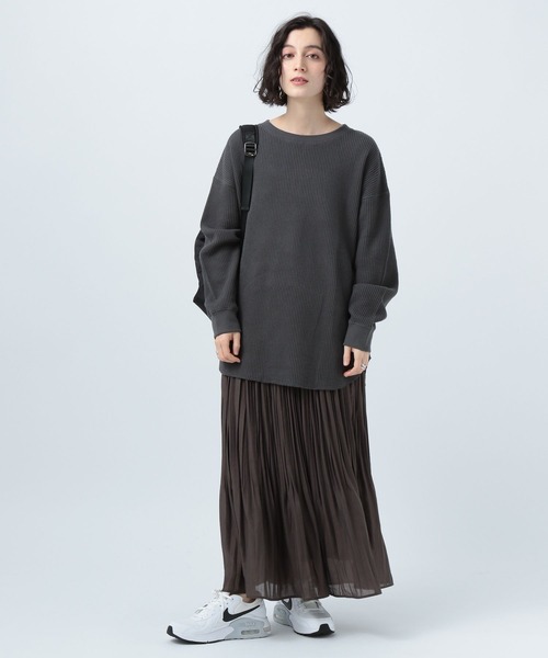 BAYFLOW(ベイフロー)の「ワッフルプルオーバー(Tシャツ/カットソー・レディース・チャコール/ピンク/オフホワイト/グリーン・FREE)」の7枚目の写真