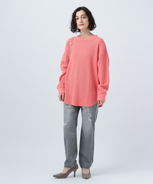 BAYFLOW(ベイフロー)の「ワッフルプルオーバー(Tシャツ/カットソー・レディース・チャコール/ピンク/オフホワイト/グリーン・FREE)」の9枚目の写真