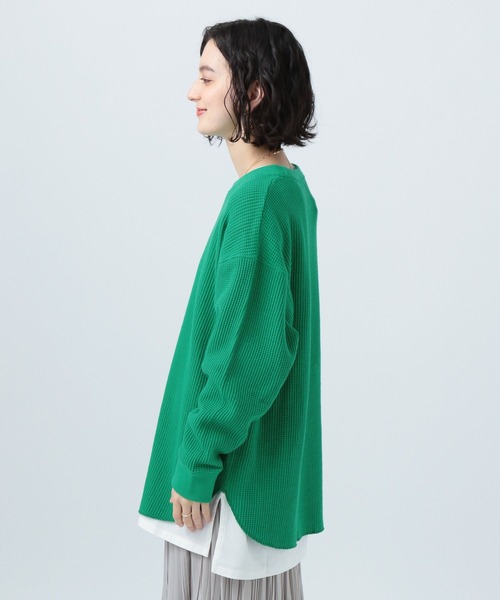BAYFLOW(ベイフロー)の「ワッフルプルオーバー(Tシャツ/カットソー・レディース・チャコール/ピンク/オフホワイト/グリーン・FREE)」の13枚目の写真