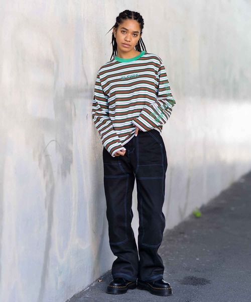 X-girl（エックスガール）の「STRIPED L/S TEE（Tシャツ/カットソー・レディース・ブラウン/チャコール/ピンク・S/M）」の11枚目の写真