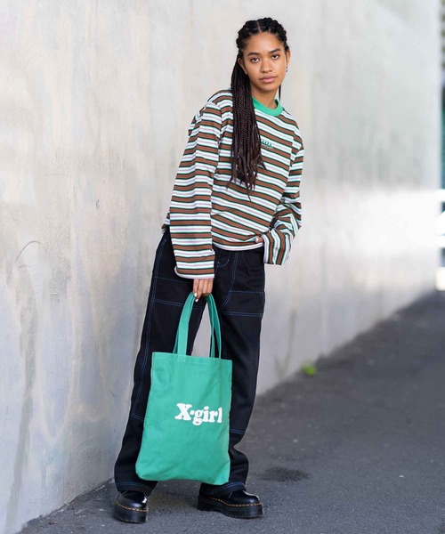 X-girl（エックスガール）の「STRIPED L/S TEE（Tシャツ/カットソー・レディース・ブラウン/チャコール/ピンク・S/M）」の14枚目の写真