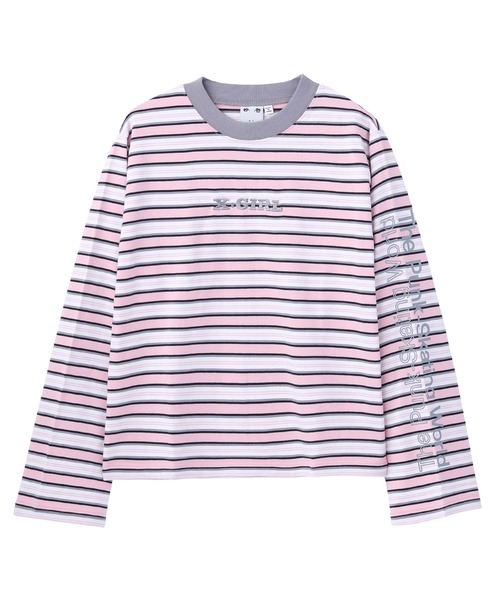 X-girl（エックスガール）の「STRIPED L/S TEE（Tシャツ/カットソー・レディース・ブラウン/チャコール/ピンク・S/M）」の22枚目の写真