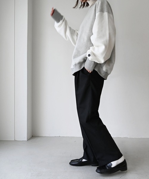 CANAL JEAN（キャナルジーン）の「RCW BLUE LABEL(ブルーレーベル) 起毛配色オーバーサイズトレーナー（スウェット・レディース・グレー・38）」の3枚目の写真