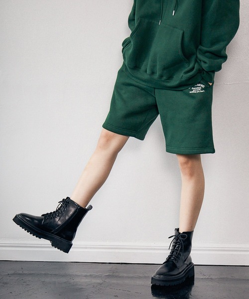 PBLIM（ページボーイリム）の「【PAGEBOYLIM】ウラキモウルーズハーフパンツ（スウェットパンツ・レディース・杢グレー/クリーム/グリーン/ブルー・MEDIUM/LARGE）」の4枚目の写真