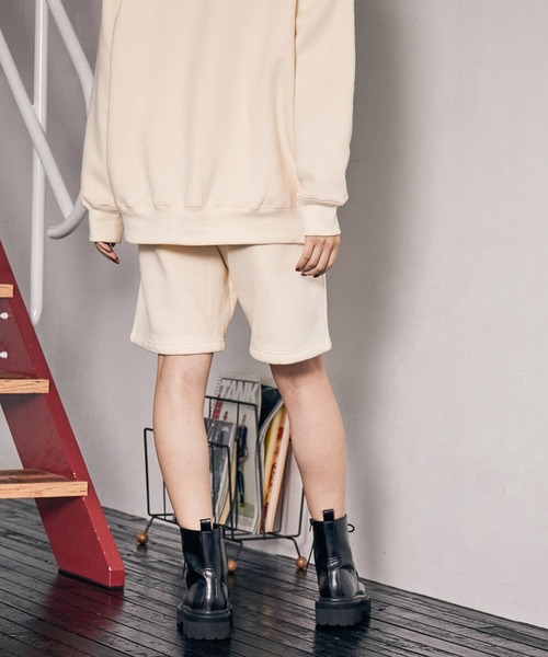 PBLIM（ページボーイリム）の「【PAGEBOYLIM】ウラキモウルーズハーフパンツ（スウェットパンツ・レディース・杢グレー/クリーム/グリーン/ブルー・MEDIUM/LARGE）」の15枚目の写真