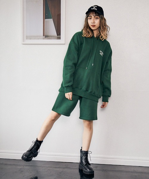 PBLIM（ページボーイリム）の「【PAGEBOYLIM】ウラキモウルーズハーフパンツ（スウェットパンツ・レディース・杢グレー/クリーム/グリーン/ブルー・MEDIUM/LARGE）」の6枚目の写真