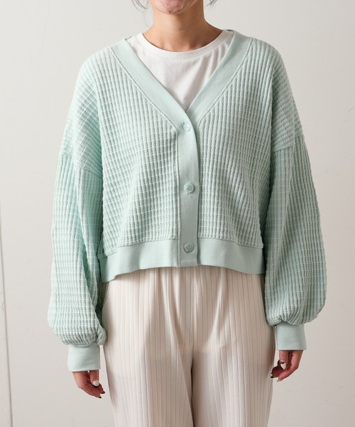 TERRITOIRE（テリトワール）の「コットンワッフルショートカーディガン（カーディガン/ボレロ・レディース・オレンジ/ミント・FREE）」の9枚目の写真