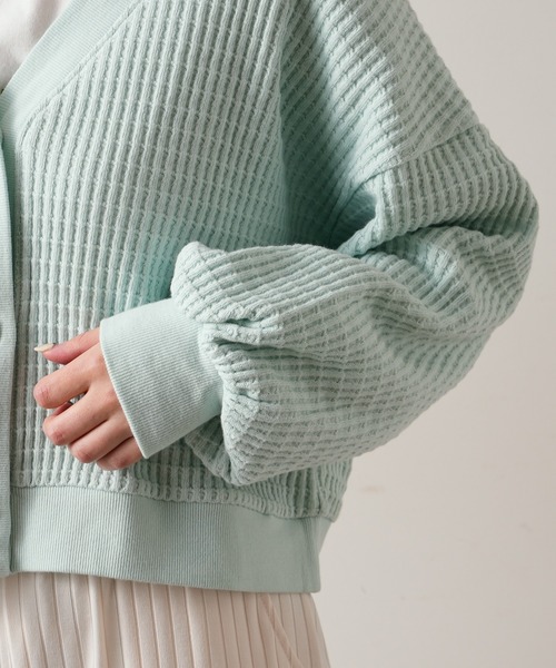 TERRITOIRE（テリトワール）の「コットンワッフルショートカーディガン（カーディガン/ボレロ・レディース・オレンジ/ミント・FREE）」の11枚目の写真