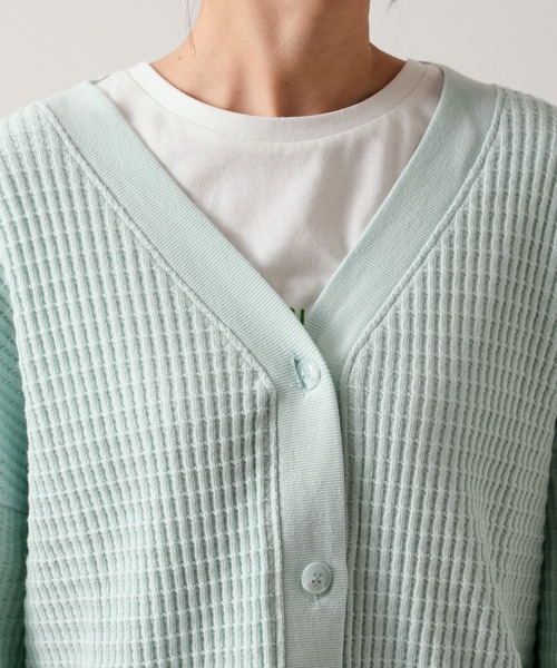 TERRITOIRE（テリトワール）の「コットンワッフルショートカーディガン（カーディガン/ボレロ・レディース・オレンジ/ミント・FREE）」の12枚目の写真