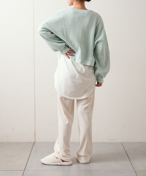 TERRITOIRE（テリトワール）の「コットンワッフルショートカーディガン（カーディガン/ボレロ・レディース・オレンジ/ミント・FREE）」の8枚目の写真