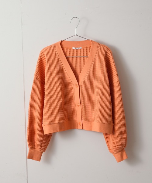 TERRITOIRE（テリトワール）の「コットンワッフルショートカーディガン（カーディガン/ボレロ・レディース・オレンジ/ミント・FREE）」の21枚目の写真
