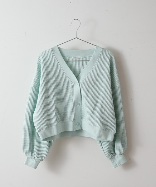 TERRITOIRE（テリトワール）の「コットンワッフルショートカーディガン（カーディガン/ボレロ・レディース・オレンジ/ミント・FREE）」の14枚目の写真