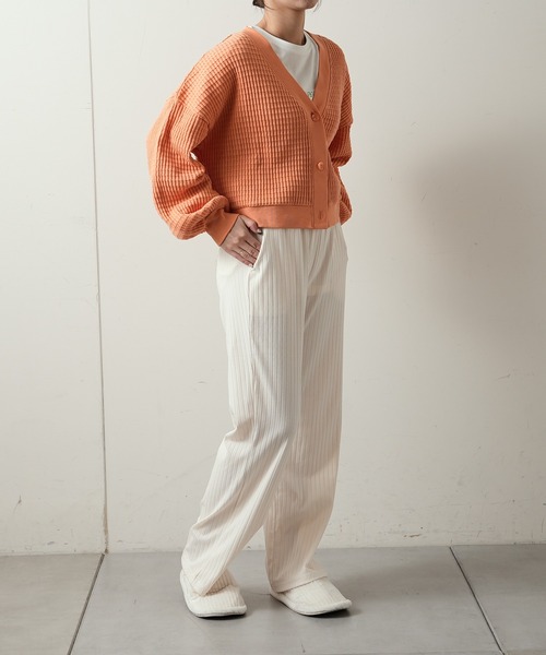 TERRITOIRE（テリトワール）の「コットンワッフルショートカーディガン（カーディガン/ボレロ・レディース・オレンジ/ミント・FREE）」の20枚目の写真