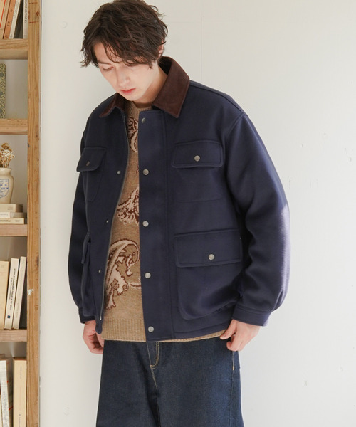 VENCEEXCHANGE(ヴァンスエクスチェンジ)の「ウールライクオーバーサイズミリタリージャケット /キルティング/薄中綿/トラッド/(ミリタリージャケット・メンズ・ネイビー/オリーブ・M/L)」の10枚目の写真