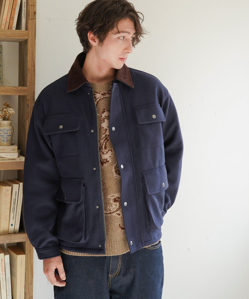 VENCEEXCHANGE(ヴァンスエクスチェンジ)の「ウールライクオーバーサイズミリタリージャケット /キルティング/薄中綿/トラッド/(ミリタリージャケット・メンズ・ネイビー/オリーブ・M/L)」の7枚目の写真