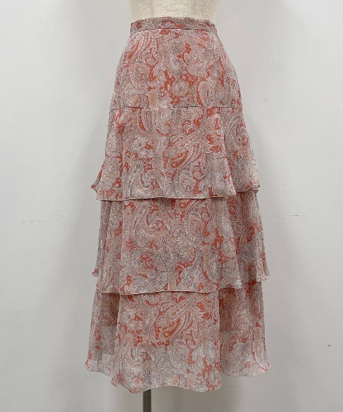 DIARIUM(ディアリウム)の「ペイズリーシフォンラッフルスカート(スカート・レディース・ベージュ/オレンジ・M)」の5枚目の写真