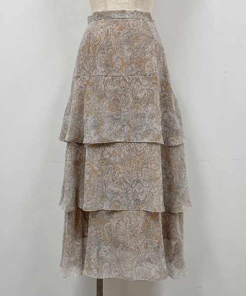 DIARIUM(ディアリウム)の「ペイズリーシフォンラッフルスカート(スカート・レディース・ベージュ/オレンジ・M)」の7枚目の写真