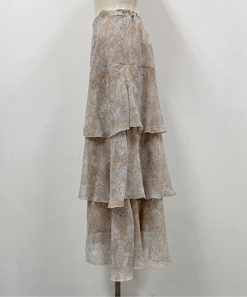 DIARIUM(ディアリウム)の「ペイズリーシフォンラッフルスカート(スカート・レディース・ベージュ/オレンジ・M)」の9枚目の写真
