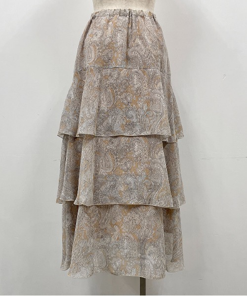 DIARIUM(ディアリウム)の「ペイズリーシフォンラッフルスカート(スカート・レディース・ベージュ/オレンジ・M)」の10枚目の写真