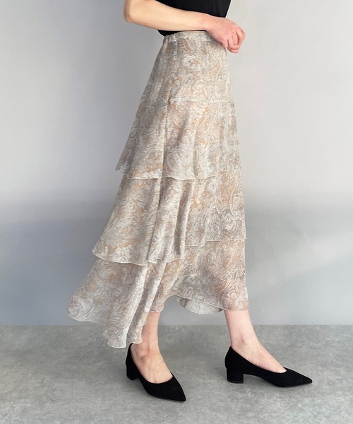 DIARIUM(ディアリウム)の「ペイズリーシフォンラッフルスカート(スカート・レディース・ベージュ/オレンジ・M)」の20枚目の写真