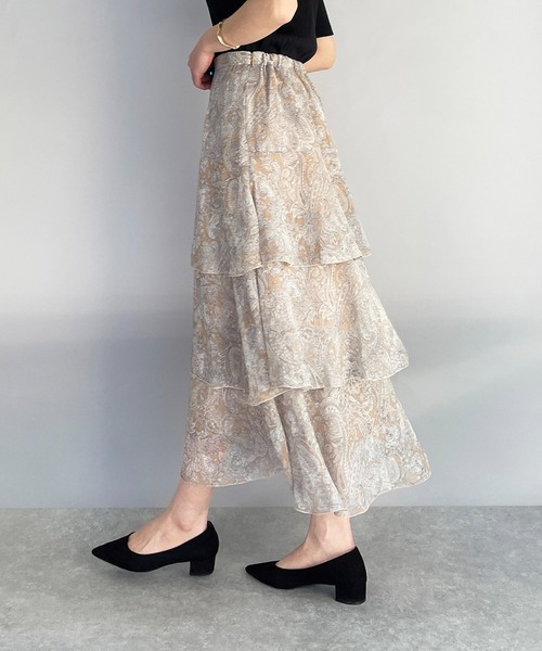 DIARIUM(ディアリウム)の「ペイズリーシフォンラッフルスカート(スカート・レディース・ベージュ/オレンジ・M)」の22枚目の写真