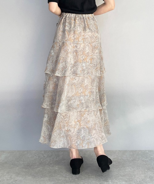 DIARIUM(ディアリウム)の「ペイズリーシフォンラッフルスカート(スカート・レディース・ベージュ/オレンジ・M)」の21枚目の写真