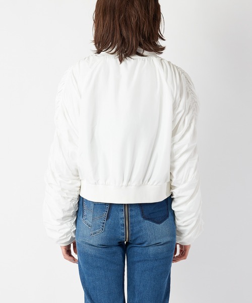 SPIRALGIRL（スパイラルガール）の「袖ギャザーコンパクトMA-1（MA-1・レディース・ブラック/オフホワイト・FREE）」の8枚目の写真