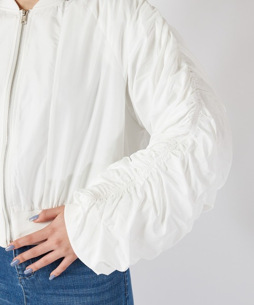 SPIRALGIRL（スパイラルガール）の「袖ギャザーコンパクトMA-1（MA-1・レディース・ブラック/オフホワイト・FREE）」の10枚目の写真