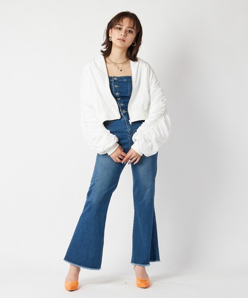 SPIRALGIRL（スパイラルガール）の「袖ギャザーコンパクトMA-1（MA-1・レディース・ブラック/オフホワイト・FREE）」の13枚目の写真