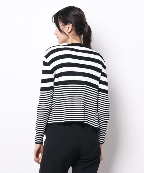 LUGG NAGG（ラグナグ）の「ダブルボーダーリブニットスリムカーディガン（カーディガン/ボレロ・レディース・ホワイト×ブラック・M）」の9枚目の写真