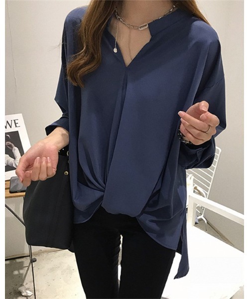 Ritzy(リッツィー)の「スキッパー衿ブラウス(シャツ/ブラウス・レディース・ネイビー/グリーン/ホワイト・M/L)」の1枚目の写真