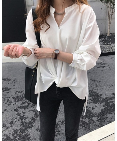 Ritzy(リッツィー)の「スキッパー衿ブラウス(シャツ/ブラウス・レディース・ネイビー/グリーン/ホワイト・M/L)」の2枚目の写真