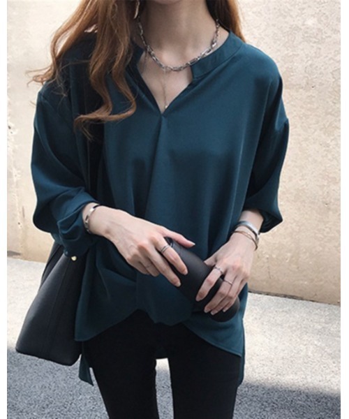 Ritzy(リッツィー)の「スキッパー衿ブラウス(シャツ/ブラウス・レディース・ネイビー/グリーン/ホワイト・M/L)」の5枚目の写真