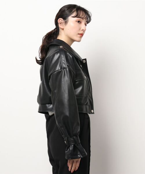 ENVYM（アンビー）の「ドロップショルダーフェイクレザーＪＫ（その他アウター・レディース・ブラック・FREE）」の15枚目の写真