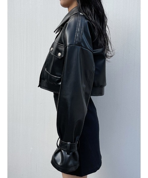 ENVYM（アンビー）の「ドロップショルダーフェイクレザーＪＫ（その他アウター・レディース・ブラック・FREE）」の10枚目の写真